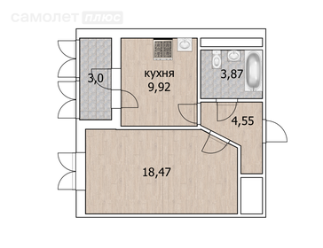 Квартира 38 м², 1-комнатная - изображение 1