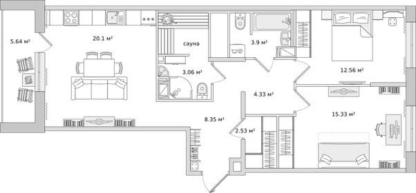 90,2 м², 3-комнатная квартира 16 900 000 ₽ - изображение 113