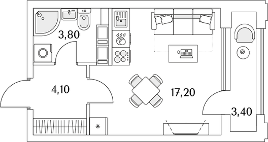 25,7 м², квартира-студия 5 438 140 ₽ - изображение 126