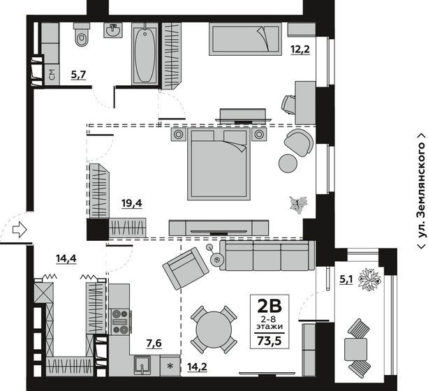 76,2 м², 2-комнатная квартира 11 500 000 ₽ - изображение 1