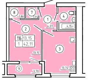 42,9 м², 1-комнатная квартира 3 374 000 ₽ - изображение 59