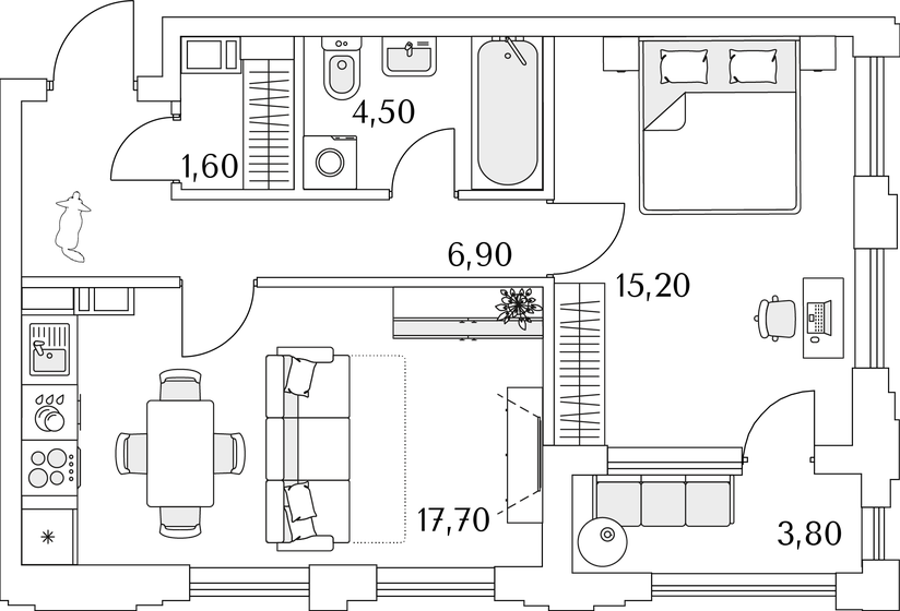 47,8 м², 1-комнатная квартира 11 153 991 ₽ - изображение 1