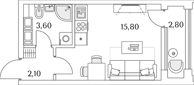 22,9 м², квартира-студия 5 583 916 ₽ - изображение 10