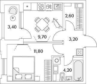 30,9 м², 1-комнатная квартира 8 200 000 ₽ - изображение 79