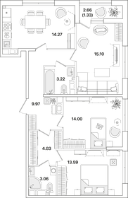 77,7 м², 3-комнатная квартира 19 355 160 ₽ - изображение 63