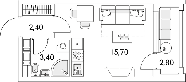 21,2 м², квартира-студия 6 800 000 ₽ - изображение 110