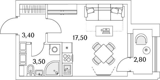 25 м², квартира-студия 7 000 000 ₽ - изображение 101