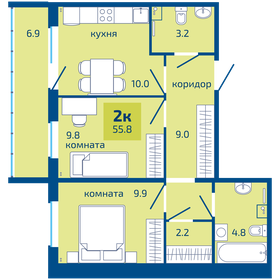 Квартира 55,8 м², 2-комнатная - изображение 1