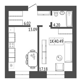 39,7 м², 1-комнатная квартира 6 800 000 ₽ - изображение 70