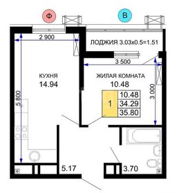 32 м², 1-комнатная квартира 6 400 000 ₽ - изображение 41