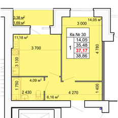 Квартира 37,2 м², 1-комнатная - изображение 2