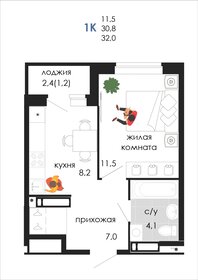 Квартира 32 м², 1-комнатная - изображение 1