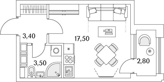 25 м², квартира-студия 7 000 000 ₽ - изображение 90