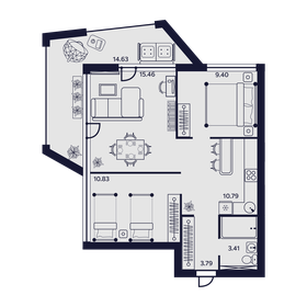 66,7 м², 3-комнатные апартаменты 17 456 824 ₽ - изображение 7