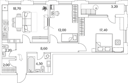 67,2 м², 2-комнатная квартира 15 459 409 ₽ - изображение 15