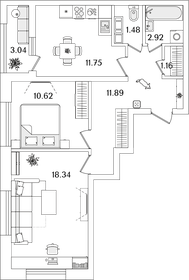 59,7 м², 2-комнатная квартира 17 945 780 ₽ - изображение 12