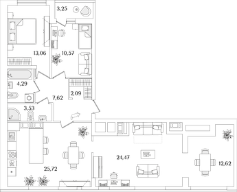 Квартира 96,8 м², 3-комнатная - изображение 1