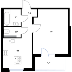 Квартира 39,4 м², 1-комнатная - изображение 2