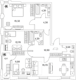 Квартира 92,1 м², 3-комнатная - изображение 1