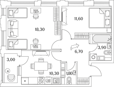 55,5 м², 2-комнатная квартира 12 216 957 ₽ - изображение 22