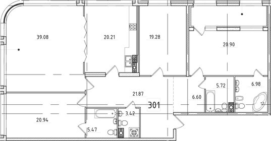 Квартира 180,6 м², 4-комнатная - изображение 1