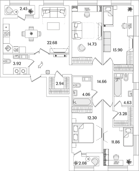 113,2 м², 4-комнатная квартира 34 737 048 ₽ - изображение 17