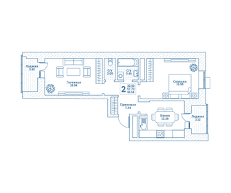 53,2 м², 2-комнатная квартира 5 450 000 ₽ - изображение 56