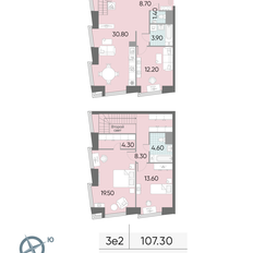 Квартира 107,3 м², 3-комнатная - изображение 2