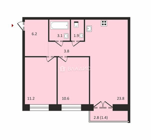 Квартира 63,8 м², 2-комнатная - изображение 1