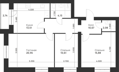 74,1 м², 3-комнатная квартира 6 300 000 ₽ - изображение 68