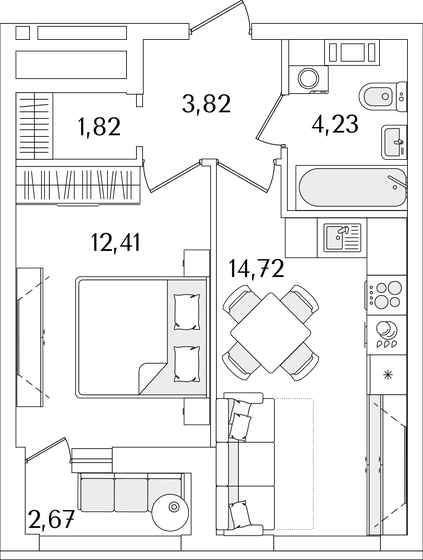 38,3 м², 1-комнатная квартира 9 492 403 ₽ - изображение 1