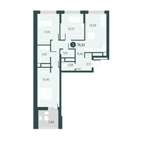 78,7 м², 3-комнатная квартира 6 650 000 ₽ - изображение 22