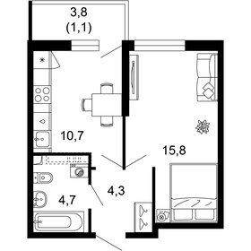 Квартира 36,6 м², 1-комнатная - изображение 1