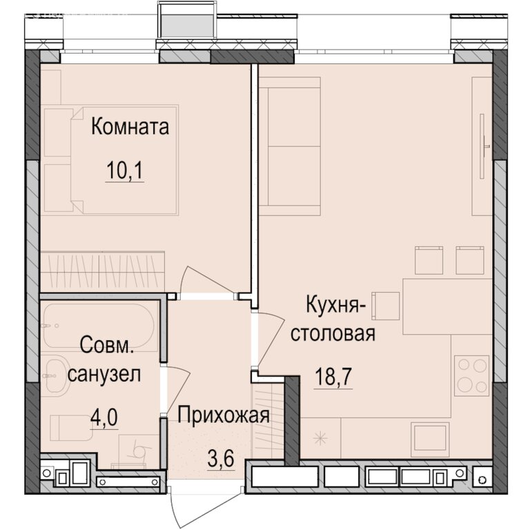 Варианты планировок ЖК «Парк Маяк» - планировка 8