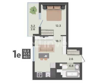 Квартира 40,1 м², 1-комнатная - изображение 1