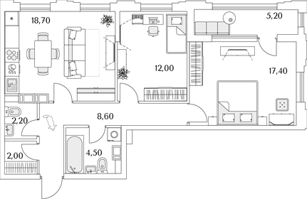 68 м², 2-комнатная квартира 15 777 580 ₽ - изображение 30