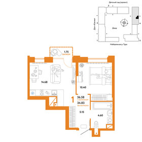 36,6 м², 1-комнатная квартира 6 810 000 ₽ - изображение 4