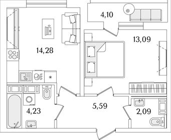 41,6 м², 1-комнатная квартира 10 507 910 ₽ - изображение 33