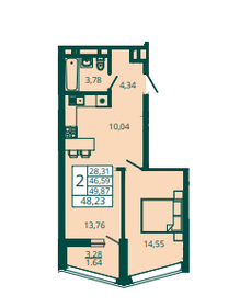 57,6 м², 1-комнатная квартира 5 700 000 ₽ - изображение 30