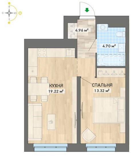 42,2 м², 1-комнатная квартира 5 400 000 ₽ - изображение 13