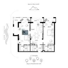 Квартира 139,5 м², 3-комнатные - изображение 2