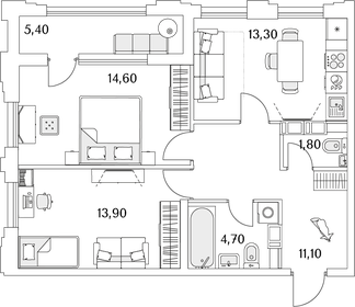 60 м², 2-комнатная квартира 11 000 000 ₽ - изображение 157