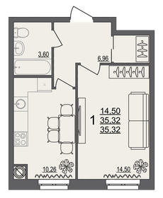 35,7 м², 1-комнатная квартира 3 498 600 ₽ - изображение 15