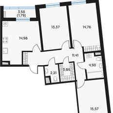 Квартира 82,1 м², 3-комнатная - изображение 2