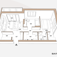 Квартира 35,5 м², 1-комнатная - изображение 4