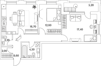 68 м², 2-комнатная квартира 15 777 580 ₽ - изображение 9