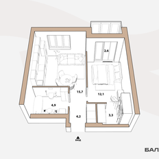 Квартира 35,5 м², 1-комнатная - изображение 4