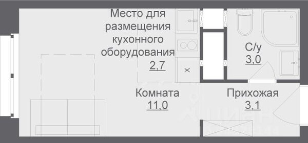 Квартира 20 м², 1-комнатные - изображение 1