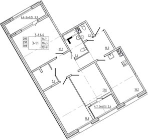 Квартира 109,8 м², 3-комнатная - изображение 1