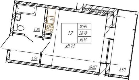 Квартира 30,1 м², студия - изображение 1